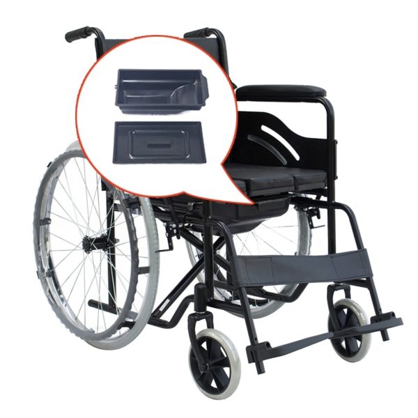 Commode Wheelchair Powder Coated Black Edition With Safety Belt